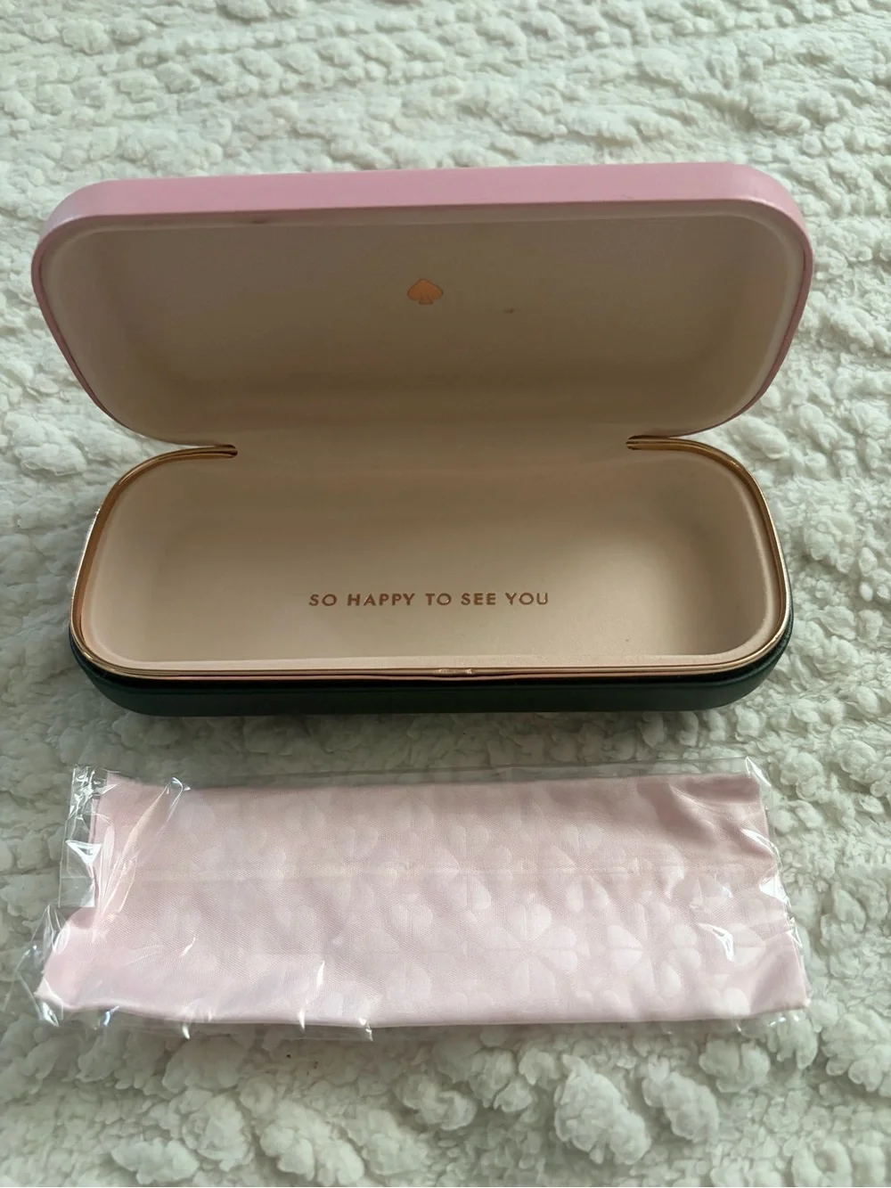 kate spade Pink Hard Glasses Case and Cloth